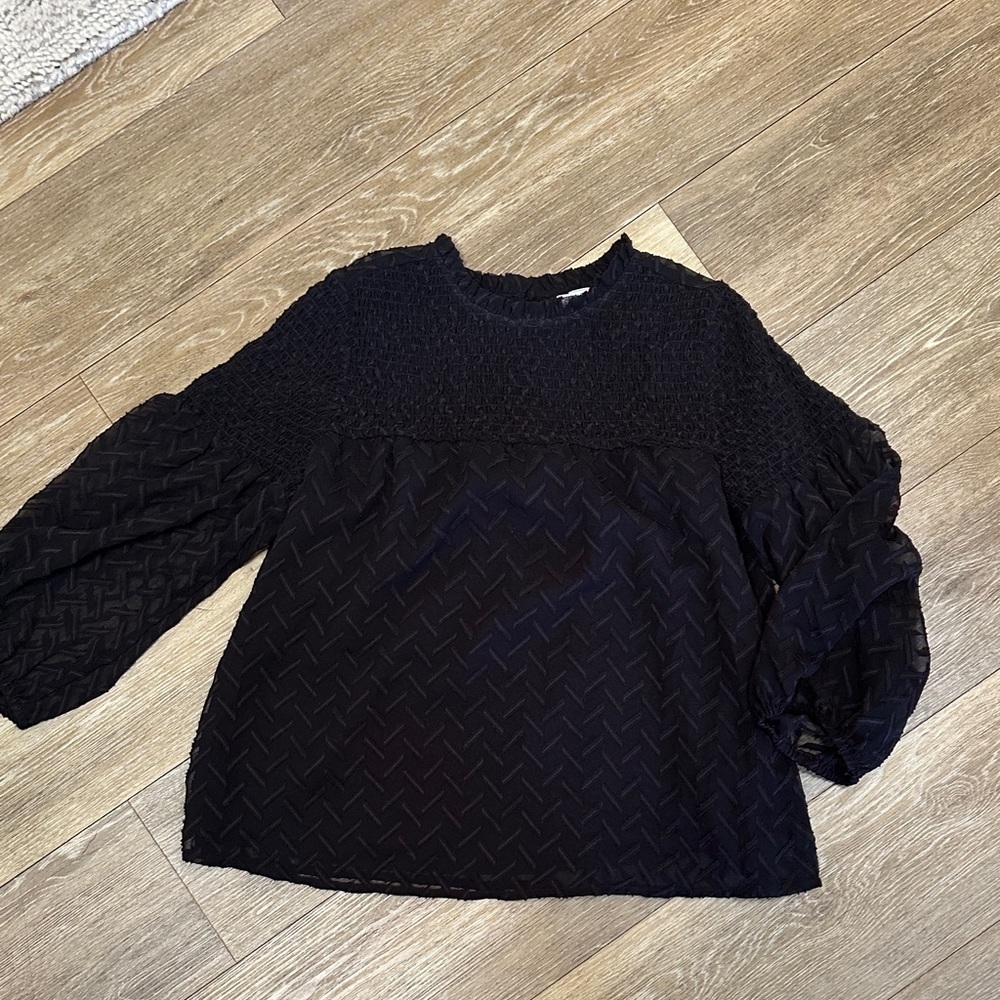 Susina Black Textured Women's Blouse